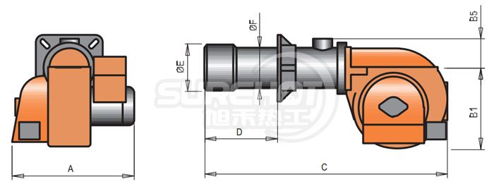 百得BGN300 LX V 變頻技術(shù)燃燒器外型尺寸圖