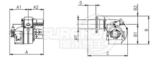 百得BT14GW燃燒器外型尺寸圖